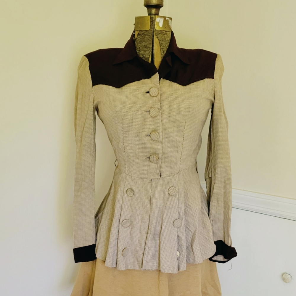 Vintage 50's Peplum Button Up Blouse